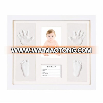 Baby shower gift set baby handprint and footprint wooden frame kit baby photo frame handprint