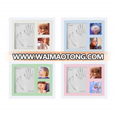 Wooden foldable baby photo frame baby handprint and footprint wooden frame kit